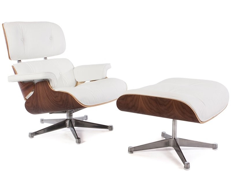 Eames White Leather Lounge Chair Iconic Retro Funky Chairs